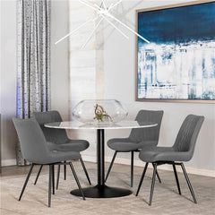Diggs Upholstered Tufted Swivel Dining Chairs Grey and Gunmetal (Set of 2) - 193312