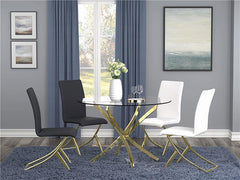 Beckham Round Dining Table Brass and Clear - 108441
