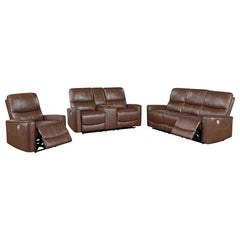 Greenfield 3-piece Power Reclining Sofa Set Saddle Brown - 610264P-S3