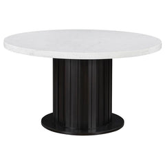 Sherry 5-piece Round Dining Set with Grey Fabric Chairs - 115490-S5G