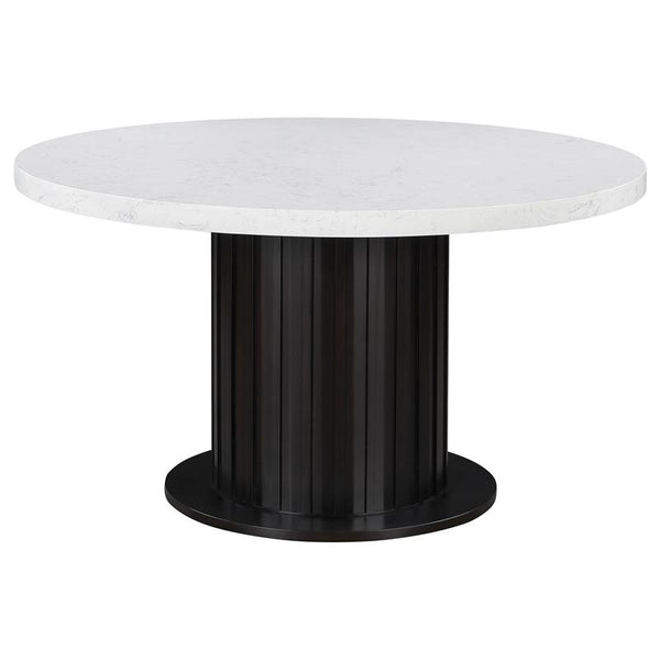 Sherry Round Dining Table Rustic Espresso and White - 115490