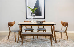 Everett 6-piece Faux Marble Top Dining Table Natural Walnut and Grey - 192761-S6