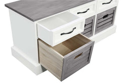 Alma 3-drawer Storage Bench White and Weathered Grey - 501196