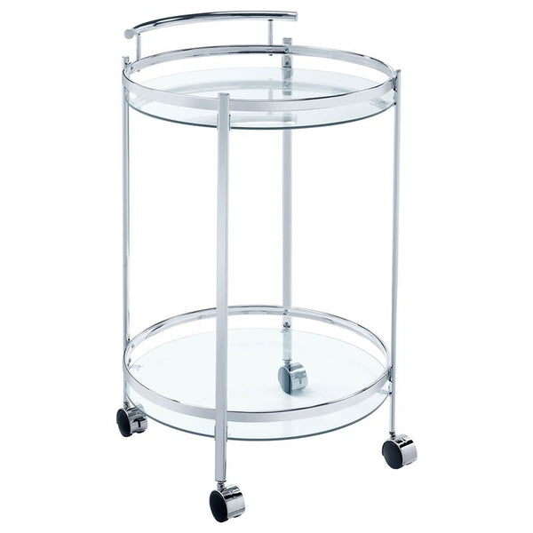 Chrissy 2-tier Round Glass Bar Cart Chrome - 181367
