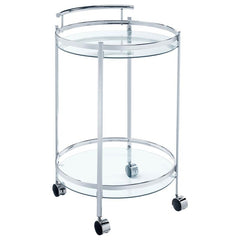 Chrissy 2-tier Round Glass Bar Cart Chrome - 181367