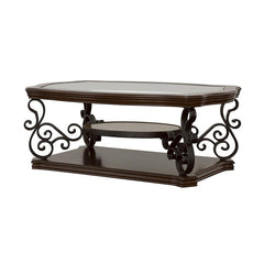 Laney 1-shelf Glass Top Rectangular Coffee Table Deep Merlot - 702448