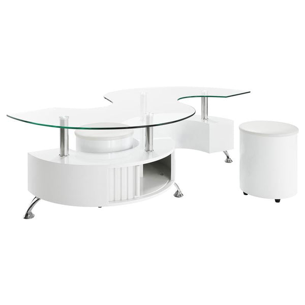 Buckley 3-piece Coffee Table and Stools Set White High Gloss - 703400
