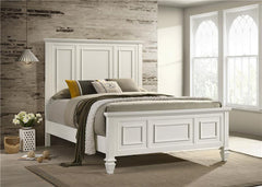 Sandy Beach Wood Queen Panel Bed Cream White - 201301Q