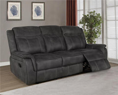 Lawrence 2-piece Upholstered Reclining Sofa Set Charcoal - 603504-S2