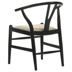 Cortona Danish Y-Shaped Back Wishbone Dining Side Chair Black and Beige (Set of 2) - 108482