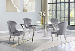 Alaia Rectangular Glass Top Dining Table Clear and Chrome - 190711
