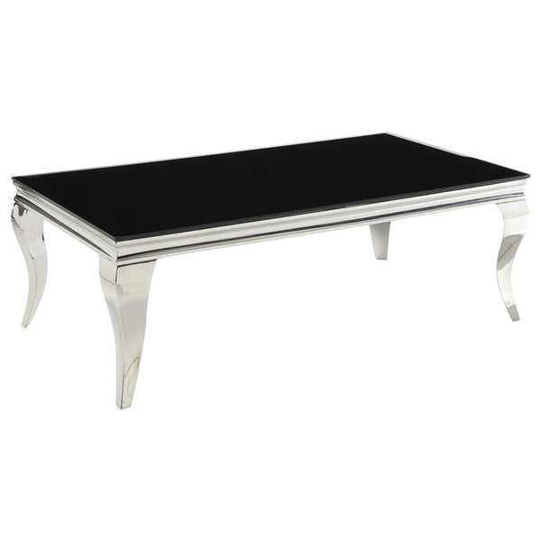 Carone Rectangular Glass Top Coffee Table Black and Chrome - 705018