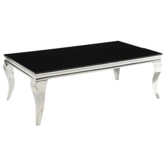 Carone Rectangular Glass Top Coffee Table Black and Chrome - 705018