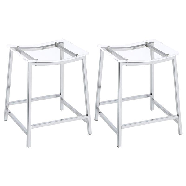 Jovani Acrylic Backless Counter Height Bar Stools Clear and Chrome (Set of 2) - 182358