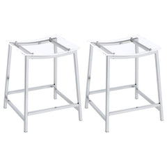 Jovani Acrylic Backless Counter Height Bar Stools Clear and Chrome (Set of 2) - 182358