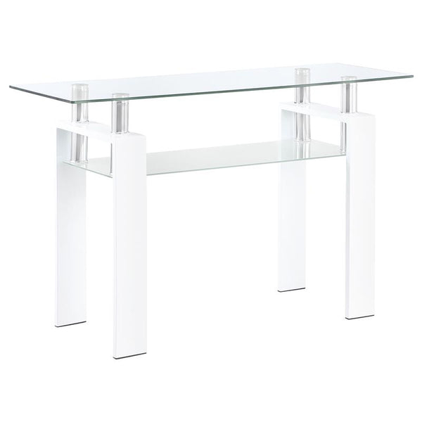 Dyer Rectangular Glass Top Entryway Sofa Console Table White - 703439