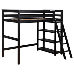 Anica 3-shelf Wood Twin Loft Bed Black - 460084