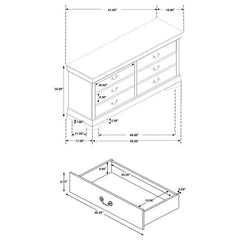 Louis Philippe 6-drawer Dresser White - 204693