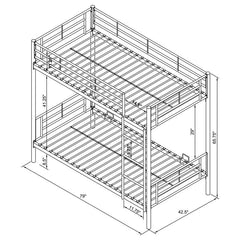 Hayward Metal Twin Over Twin Bunk Bed Silver - 460072