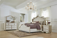 Antonella Upholstered California King Panel Bed Ivory - 223521KW
