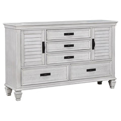 Franco 4-piece Eastern King Bedroom Set Distressed White - 205330KE-S4