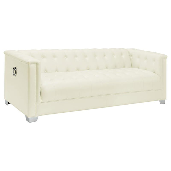 Chaviano Upholstered Track Arm Sofa Pearl White - 505391