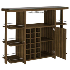 Evelio Bar Unit with Wine Bottle Storage Walnut - 100439