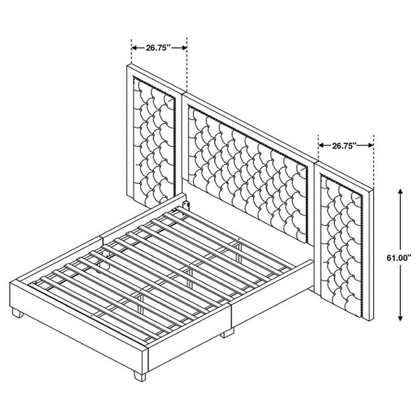 Hailey Upholstered California King Wall Panel Bed Black - 315925KW-SP