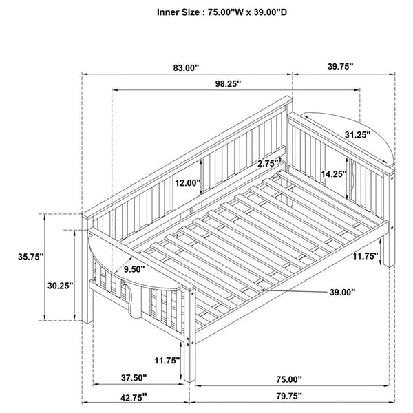Bethany Wood Twin Daybed with Drop-down Tables Grey - 300838