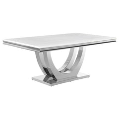 Kerwin Rectangle Faux Marble Top Dining Table White and Chrome - 111101