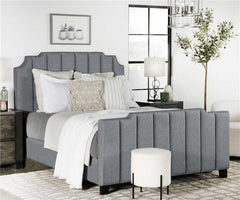 Fiona Upholstered Eastern King Panel Bed Light Grey - 306029KE