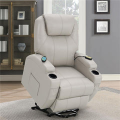 Sanger Upholstered Power Lift Massage Recliner Champagne - 600497P