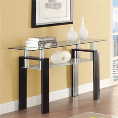 Dyer Rectangular Glass Top Entryway Sofa Console Table Black - 702289