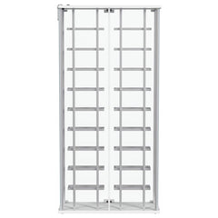 Montara Tempered Glass Wine Storage Display Curio Cabinet with LED Lighting Chrome - 182037