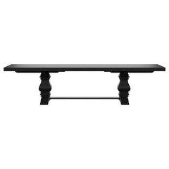 Florence Rectangular Pedestal Dining Table with Planked Wood Top Antique Black - 115531