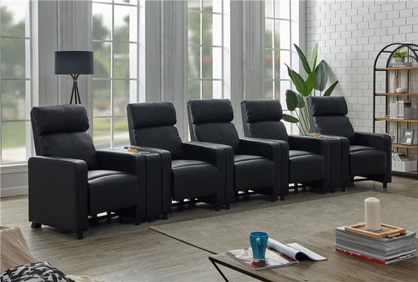 Toohey Upholstered Tufted Recliner Living Room Set Black - 600181-S5B