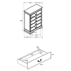Louis Philippe 5-drawer Chest with Silver Bails Cappuccino - 202415
