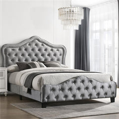 Bella Upholstered California King Panel Bed Grey - 315871KW