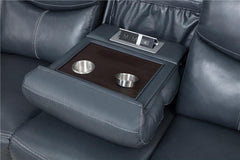 Sloane Upholstered Padded Arm Reclining Sofa Blue - 610271