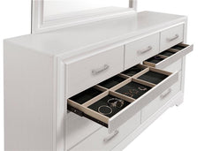 Miranda 7-drawer Dresser with Mirror White and Rhinestone - 205113M