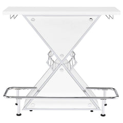 Atoka X-shaped Bar Unit with Wine Bottle Storage Glossy White - 130078