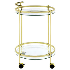 Chrissy 2-tier Round Glass Bar Cart Brass - 181366
