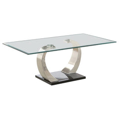 Pruitt Rectangular Glass Top Metal Coffee Table Satin - 701238
