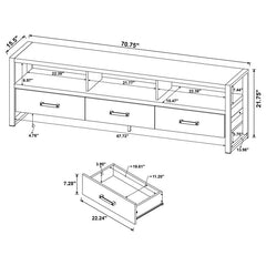 James 3-drawer Engineered Wood 71" TV Stand Dark Pine - 704283