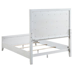 Marielle Eastern King LED Panel Bed Distressed White - 224841KE