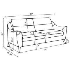Gano Upholstered Sloped Arm Sofa Navy Blue - 509514