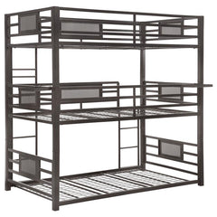 Rogen Metal Twin Triple Bunk Bed Dark Bronze - 460394T