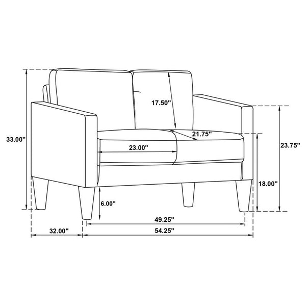 Ruth 2-piece Upholstered Track Arm Sofa Set Black - 508361-S2