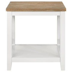 Hollis Square Wood End Table With Shelf Brown and White - 708097