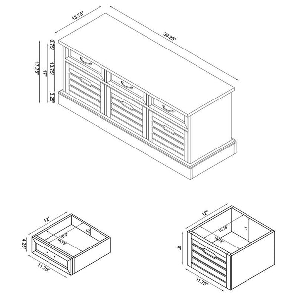 Alma 3-drawer Storage Bench White and Weathered Grey - 501196